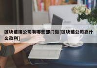 区块链接公司有哪些部门做[区块链公司靠什么盈利]